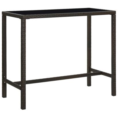 Masă de bar de grădină, maro, 130x60x110cm, poliratan și sticlă GartenMobel Dekor