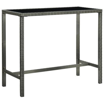 Masă de bar de grădină, gri, 130x60x110 cm, poliratan și sticlă GartenMobel Dekor