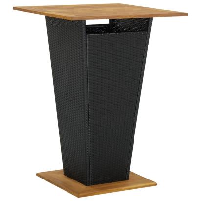 Masă de bar, negru, 80x80x110 cm, poliratan/lemn masiv acacia GartenMobel Dekor
