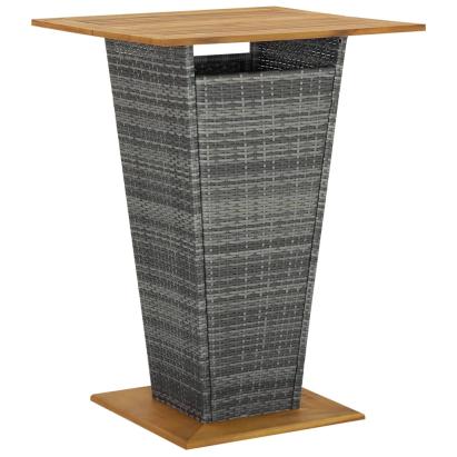 Masă de bar, gri, 80x80x110 cm, poliratan/lemn masiv acacia GartenMobel Dekor