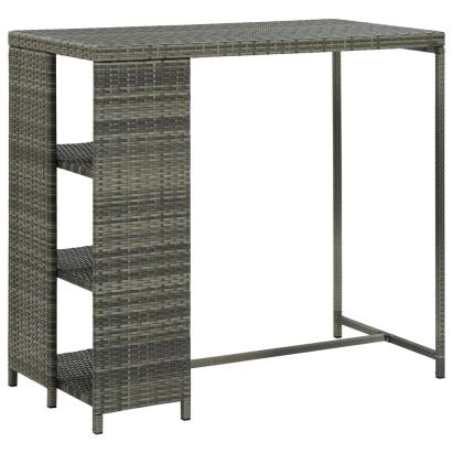 Masă de bar cu raft de depozitare, gri 120x60x110 cm, poliratan GartenMobel Dekor