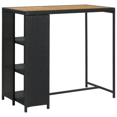 Masă de bar cu raft de depozitare negru 120x60x110 cm poliratan GartenMobel Dekor