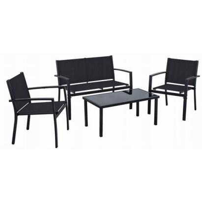 Set mobilier gradina/terasa, negru, 1 masa, 2 scaune, 1 canapea, Jumi GartenVIP DiyLine