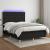 Pat cu arcuri, saltea și LED, negru, 140x190 cm, textil GartenMobel Dekor