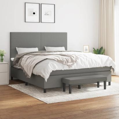 Pat box spring cu saltea, gri închis, 180x200 cm, textil GartenMobel Dekor