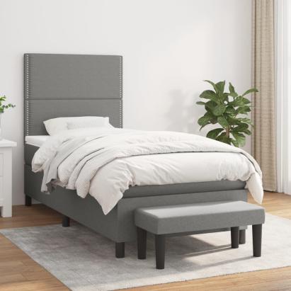 Pat box spring cu saltea, gri închis, 80x200 cm, textil GartenMobel Dekor