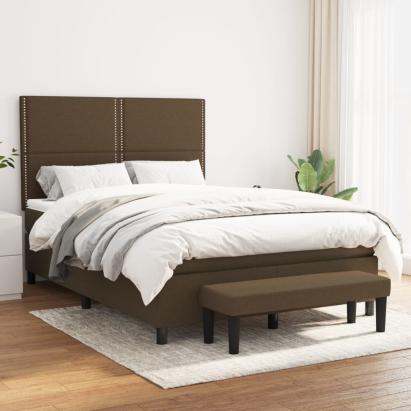 Pat box spring cu saltea, maro închis, 140x200 cm, textil GartenMobel Dekor