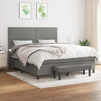 Pat box spring cu saltea, gri închis, 180x200 cm, textil GartenMobel Dekor