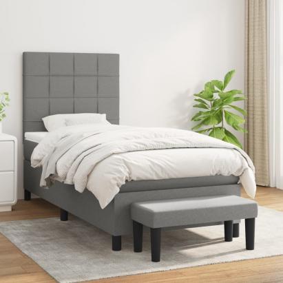 Pat box spring cu saltea, gri închis, 80x200 cm, textil GartenMobel Dekor