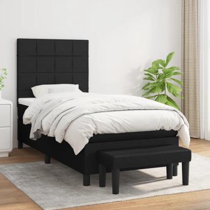 Pat box spring cu saltea, negru, 90x200 cm, textil GartenMobel Dekor