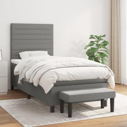 Pat box spring cu saltea, gri închis, 80x200 cm, textil GartenMobel Dekor