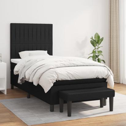 Pat box spring cu saltea, negru, 80x200 cm, textil GartenMobel Dekor