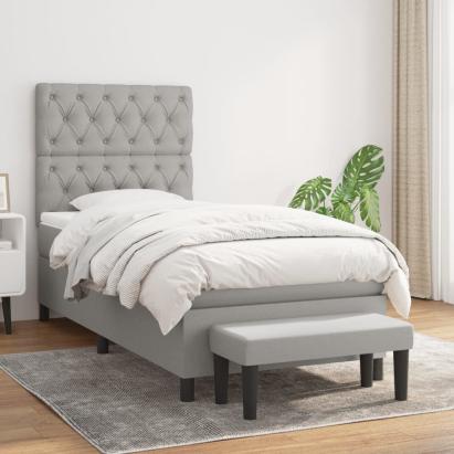 Pat continental cu saltea, gri deschis, 80x200 cm, textil GartenMobel Dekor