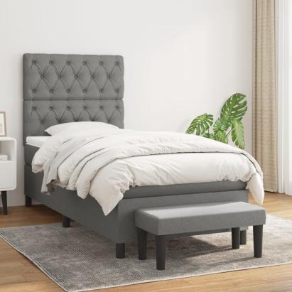 Pat box spring cu saltea, gri închis, 80x200 cm, textil GartenMobel Dekor
