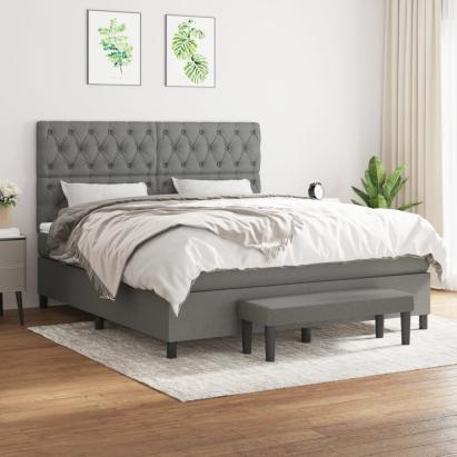 Pat continental cu saltea, gri închis, 160x200 cm, țesătură GartenMobel Dekor