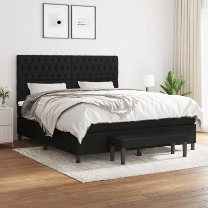 Pat box spring cu saltea, negru, 180x200 cm, catifea GartenMobel Dekor
