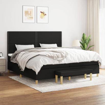 Pat box spring cu saltea, negru, 200x200 cm, textil GartenMobel Dekor