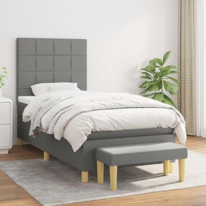 Pat box spring cu saltea, gri închis, 80x200 cm, textil GartenMobel Dekor