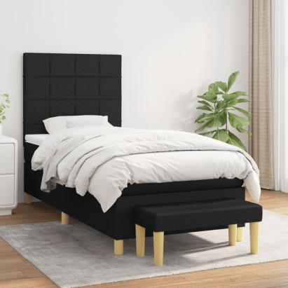 Pat box spring cu saltea, negru, 80x200 cm, textil GartenMobel Dekor