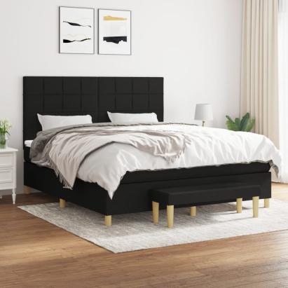 Pat box spring cu saltea, negru, 180x200 cm, catifea GartenMobel Dekor