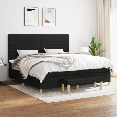 Pat box spring cu saltea, negru, 200x200 cm, textil GartenMobel Dekor