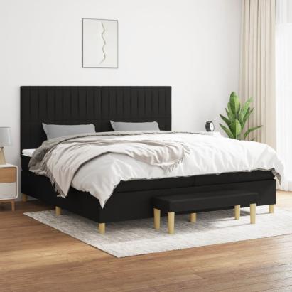 Pat box spring cu saltea, negru, 200x200 cm, textil GartenMobel Dekor