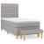 Pat box spring cu saltea, gri deschis, 100x200 cm, textil GartenMobel Dekor