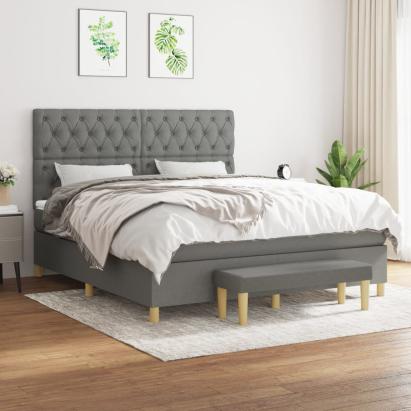 Pat continental cu saltea, gri închis, 160x200 cm, țesătură GartenMobel Dekor