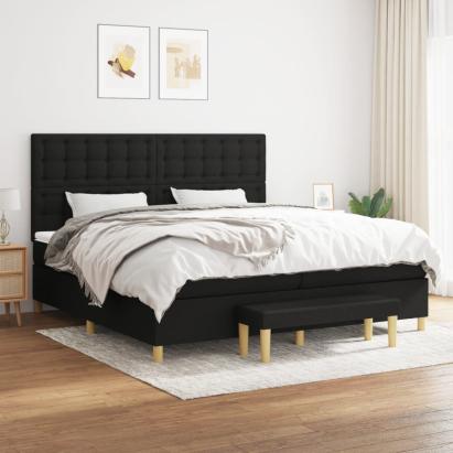 Pat box spring cu saltea, negru, 200x200 cm, textil GartenMobel Dekor