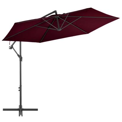 Umbrelă suspendată cu stâlp de aluminiu, roșu bordo, 300 cm GartenMobel Dekor