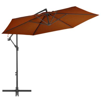 Umbrelă suspendată cu stâlp din aluminiu, cărămiziu, 300 cm GartenMobel Dekor