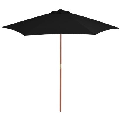 Umbrelă de soare de exterior cu stâlp din lemn, negru, 270 cm GartenMobel Dekor