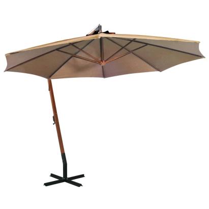Umbrelă suspendată cu stâlp, gri taupe, 3,5x2,9 m, lemn brad GartenMobel Dekor