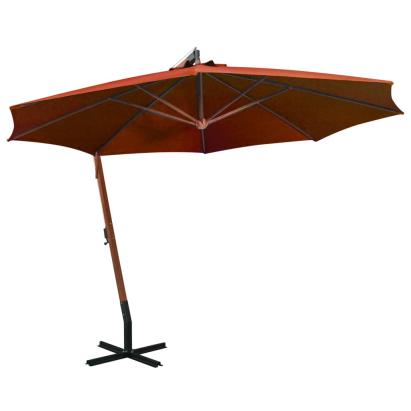 Umbrelă suspendată cu stâlp, cărămiziu, 3,5x2,9 m, lemn brad GartenMobel Dekor