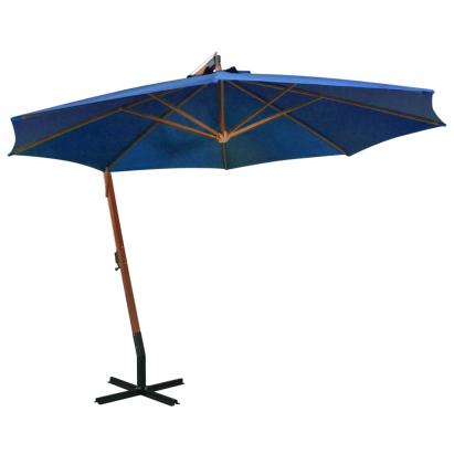 Umbrelă suspendată cu stâlp, albastru azur, 3,5x2,9 m lemn brad GartenMobel Dekor