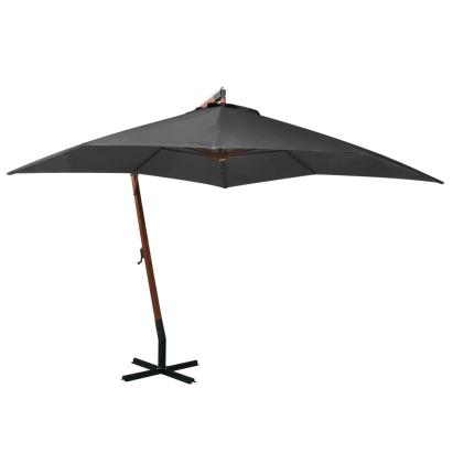 Umbrelă suspendată cu stâlp, antracit, 3x3 m, lemn masiv brad GartenMobel Dekor