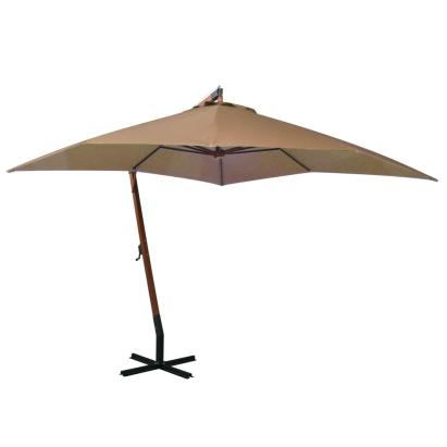 Umbrelă suspendată cu stâlp gri taupe 3x3 m lemn masiv de brad GartenMobel Dekor