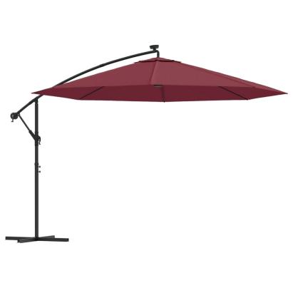 Umbrelă în consolă cu lumini LED, roșu bordo, 350 cm GartenMobel Dekor