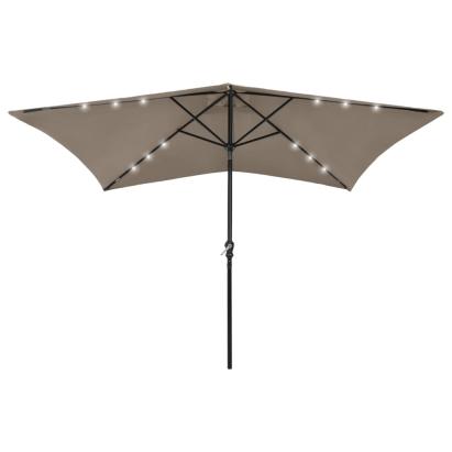 Umbrelă de soare cu stâlp din oțel & LED-uri, gri taupe, 2x3 m GartenMobel Dekor