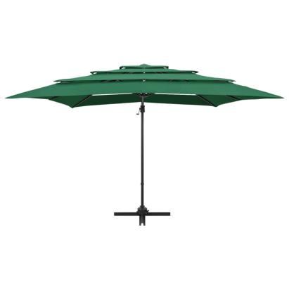 Umbrelă de soare 4 niveluri, stâlp aluminiu, verde, 250x250 cm GartenMobel Dekor