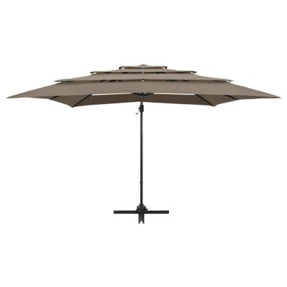 Umbrelă de soare 4 niveluri stâlp aluminiu gri taupe 250x250 cm GartenMobel Dekor