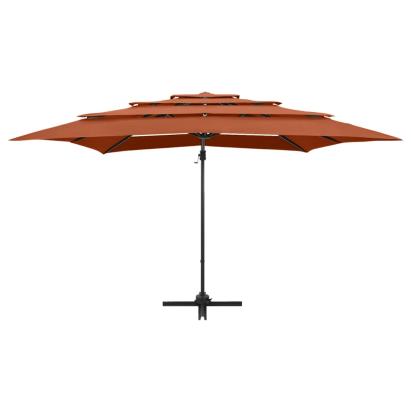 Umbrelă de soare 4 niveluri stâlp aluminiu cărămiziu 250x250 cm GartenMobel Dekor