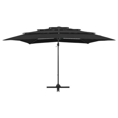 Umbrelă de soare 4 niveluri stâlp aluminiu negru 250x250 cm GartenMobel Dekor
