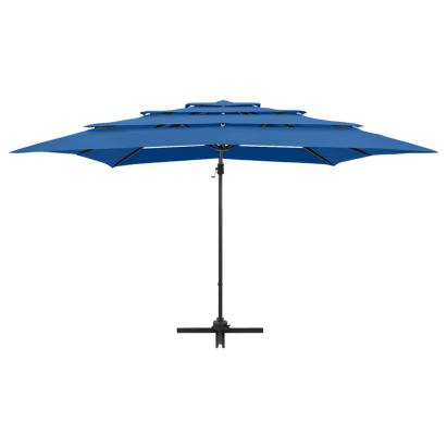 Umbrelă de soare 4 niveluri, stâlp aluminiu, azuriu, 250x250 cm GartenMobel Dekor