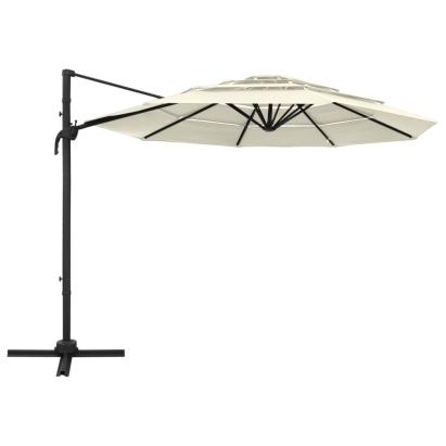 Umbrelă de soare 4 niveluri, stâlp de aluminiu, nisipiu, 3x3 m GartenMobel Dekor