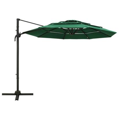 Umbrelă de soare 4 niveluri, stâlp de aluminiu, verde, 3x3 m GartenMobel Dekor