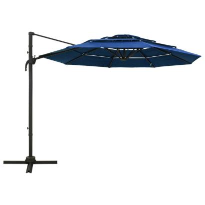 Umbrelă de soare 4 niveluri, stâlp de aluminiu, azuriu, 3x3 m GartenMobel Dekor