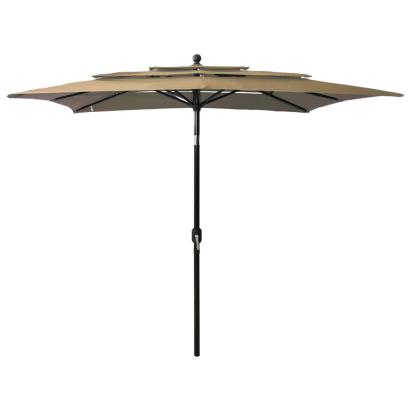 Umbrelă de soare 3 niveluri stâlp aluminiu gri taupe 2,5x2,5 m GartenMobel Dekor