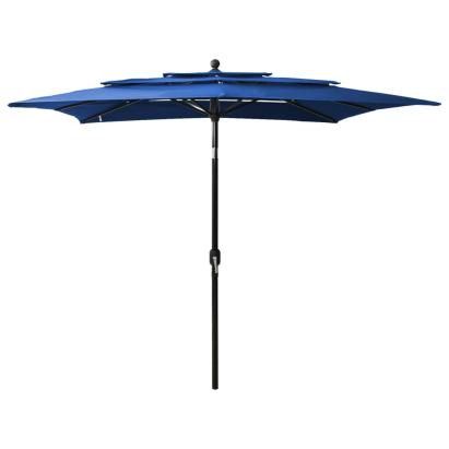 Umbrelă soare 3 niveluri, stâlp de aluminiu, azuriu, 2,5x2,5 m GartenMobel Dekor