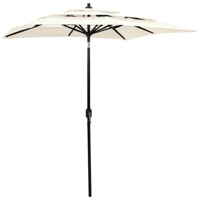 Umbrelă de soare 3 niveluri, stâlp de aluminiu, nisipiu, 2x2 m GartenMobel Dekor